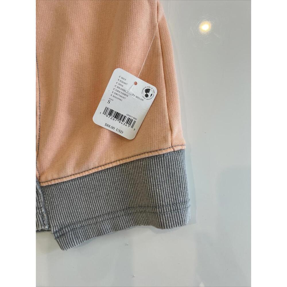 Free People Cotton Blend Sweatshirt Grey/Melon Size S - Picture 6 of 7